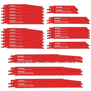 HYCHIKA Lames de Scie Sabre, Lame de Scie 32 PCS Pour La Coupe de Bois et de Métal, avec Boîtier d'organisateur