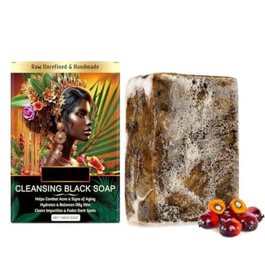 Savon Noir Africain Pur, pour Toutes les Peaux, Savon Noir Africain Biologique, L'Acné Et Les Taches Brunes, Détoxifiant et Anti-âge, Hydratant Naturel