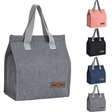 Yikki Sac Isotherme Repas pour Homme Femme Enfant, Réutilisable Lunch Bag Isotherme, étanche Sac Dejeuner pour le Travail Bureau l'école le pique-nique Les Voyages Picnic (Gris)