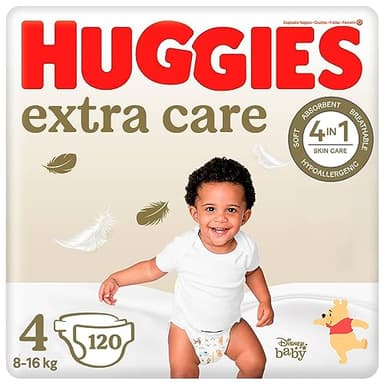 Couches Huggies Extra Care taille 4, (8-16 kg), 120 pièces.