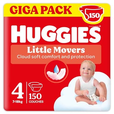 HUGGIES Ultra Comfort, Couches bébé, Unisexe, Taille 4 (7-18kg) x 150 couches