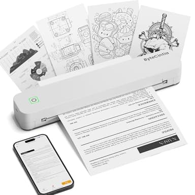 ByteCintia C80 Imprimante Thermique A4, Bluetooth Imprimante Portable sans Fil pour Le Voyage, Compatible avec Les Téléphones et Ordinateurs Portables Android et iOS