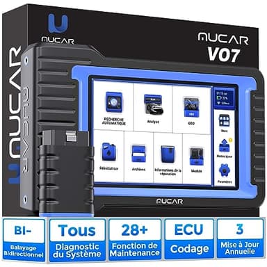 MUCAR VO7 Valise Diagnostic Auto avec Mise à Jour Gratuite, Outil de Balayage Bidirectionnel OEM avec Codage de l'ECU, 28+ Services, Diagnostic sans Fil OBDII Voiture