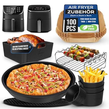 9 pièces Accessories 6,2L Pour Philips Air Fryer Série 2000 / Ninja AF180EU | 2,5 mm D’épaisseur | Bandes En Silicone de 8mm sur le fond