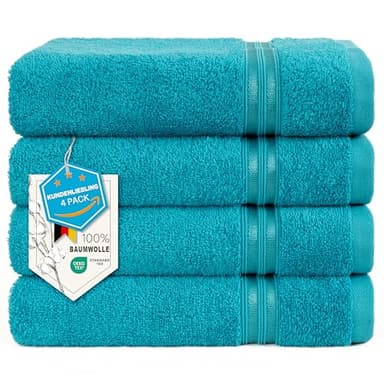 Hammetex Lot de 4 Serviettes 50x100 cm, 100% Coton 500 GSM, Douces, Absorbantes, Séchage Rapide, Idéal pour Le Gymnase, Le Bain, Le Sauna, Certifiées Oeko-TEX, Turquoise