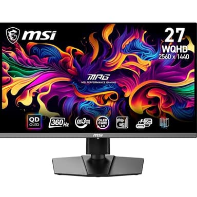 MSI MPG 271QRX QD-OLED écran Gaming 26.5 Pouces WQHD - Dalle Quantum Dot OLED 2560 x 1440, 360Hz / 0,03ms, 99% DCI-P3, ΔE≤2, DisplayHDR True Black 400 - KVM, RGB, DP 1.4a, HDMI 2.1, USB Type-C