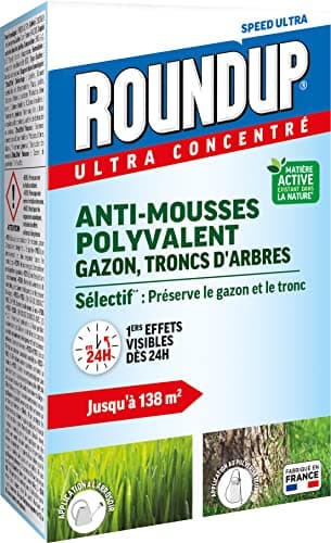 ROUNDUP RMOUSS250 Anti-mousses Concentré Gazon et Troncs d'Arbres 250 ml