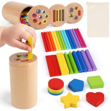 Vanplay Jouet Montessori 3-en-1 à Trier - Jeu d'apprentissage pour Enfants de 1, 2 et 3 Ans - Jouet de Motricité Fine et Sensoriel - Cadeau Fille et Garçon