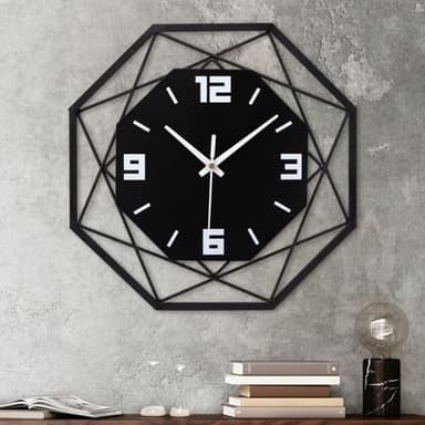 VIVILINEN Horloge Murale en Métal Grande Horloge Murale Silencieuse sans Tic-Tac Pendule Murale Style Vintage pour Salon Chambre Cuisine Bureau