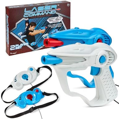 Laser Command! Jeu de tir laser infrarouge pour 2 joueurs, 2 jeux de pistolets et cibles (1, rouge et bleu)