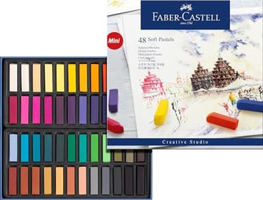 Faber-Castell Studio Quality 128248 Boîte carton de 48 mini craies, pastel tendre de différentes couleurs
