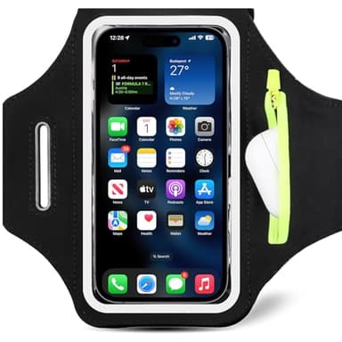 Brassard de Sport avec Poche Zippée- Smartphone Brassard de Course Compatible avec Téléphone jusqu'à 6,8 Pouces - Smartphone Running Brassard pour Jogging, Gym