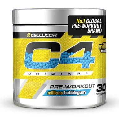 C4 Original Pre Workout Powder, Bubblegum, 30 portions | Boisson énergétique en poudre sans sucre avec 150mg de caféine, 1500mg de créatine monohydrate, 1600mg de bêta-alanine.