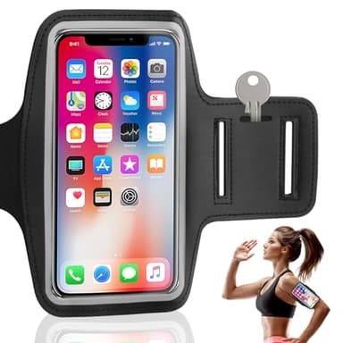 Brassard de Sport, Brassard de Course avec Poche Écouteur, Brassard de Téléphone Portable Résistant à l'eau pour Tous Les Smartphones, Smartphone Running Brassard pour Coureurs, Gym, Jogging