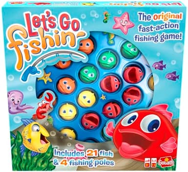 Goliath - LET'S GO FISHIN' ORIGINAL - Jeu d’Action et d’Adresse pour Enfants Dès 3 Ans - Jeu de Pêche Amusant avec 21 Poissons et 4 Cannes à Pêche - Partie Rapide 20 Min - De 1 À 4 Joueurs