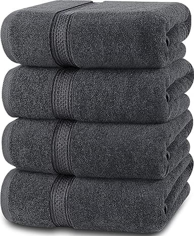 Utopia Towels - Lot de 4 Serviettes de Bain luxueuses - 100% Coton filé à l'anneau, séchage Rapide, très absorbantes, Douces au Toucher, parfaites pour Un Usage Quotidien - Gris