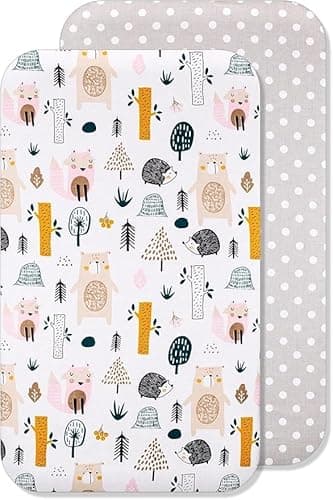 Draps Housses 80x160 cm - 100% Coton Compatible Lit Cabane - Doux et Respirants, sans Produits Chimiques (80 x 160 cm, Animaux Forêt)