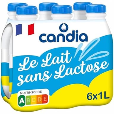 Candia Le Lait Sans Lactose Léger, Doux & Digeste - 6 x 1L - Pour une digestion facile et un goût délicieux - Format pratique pour toute la famille ! - L'Unité