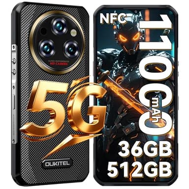 OUKITEL WP35 Pro Telephone Incassable 2025-36+512GO,Android 14 Smartphone Incassable IP68,6,6 Pouces FHD+,11000mAh, Telephone Portable Incassable 5G,64MP Caméra Primaire,GPS/NFC/2Ans Garantie,Or