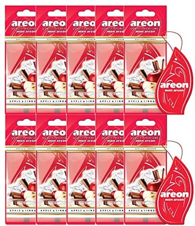 Areon Mon Désodorisant Voiture Pomme et Cannelle Rétroviseur Pendu Rouge Maison (Apple and Cinnamon Lot de 10)