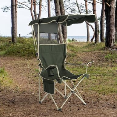 Navaris Chaise de Camping Pliante avec Parasol Intégré pour Le Transport Facile - Protection du Soleil en Extérieur pour Le Camping ou la Plage