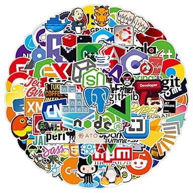 Tacomexi Les Autocollants 108Pcs pour Le langage de Programmation de développeur incluent Le Logo Informatique, C++, Python, Linux, Swift, pour Les Geeks, Les ingénieurs, Les Geeks, Les codeurs