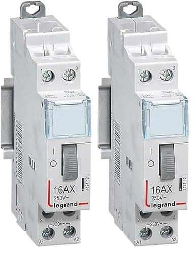 Legrand 412412 Télérupteur CX³ standard avec bornes à vis, 2P, 16A, 250V contact 2F, tension commande 230V, 1 module (Lot de 2)