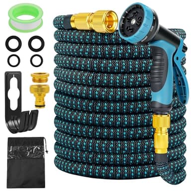 ANOMM Tuyau d'Arrosage Extensible 30m, Flexible&Léger, Tuyau d’Eau Réglable avec 1/2'' et 3/4'' Raccords, 10 Modes d'Arrosage pour Jardin, Irrigation, Nettoyage, Lavage de Voiture, Bain d'Animaux