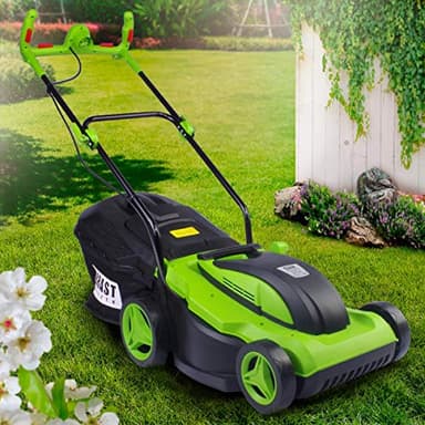 BRAST Tondeuse électrique gazon filaire, 38/43cm, 1800/2000W, bac 50 l, 6 hauteurs réglable 20-70mm - 2 MODÈLES - poignée ergonomique, roues Big-Wheeler, boîtier robuste
