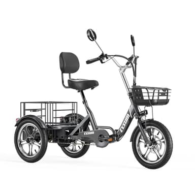Tricycle pour adultes - Tricycle à 3 roues avec paniers pour personnes âgées - En acier au carbone - Roues de 16 - Siège dossier 150 x 62 cm - Rouge Tricycle pour adultes - Tricycle à 3 roues avec paniers pour personnes âgées - En acier au carbone - Roues de 16 - Siège dossier 150 x 62 cm - Rouge